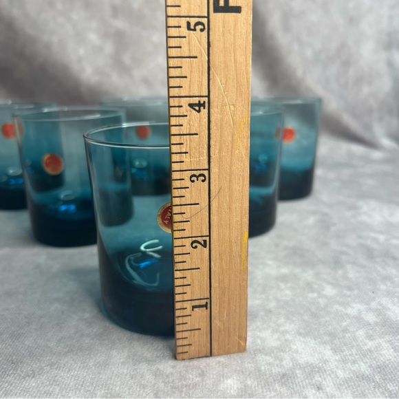 6 Vintage Turquoise Blue Barware Drinking Glasses Set of 6 Made Italy READ - Picture 4 of 12